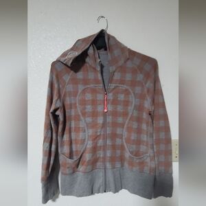 lululemon athletica Brown & Gray Plaid Zip Hoodie